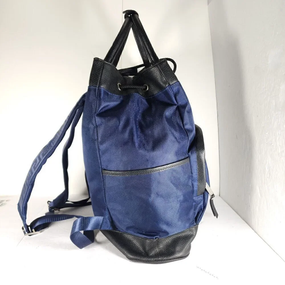 VERSACE Parfums Blue Black Drawstring Luxury Duffle Overnight Carry-On Backpack